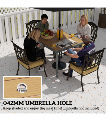 Outsunny 90cm Square Outdoor Patio Garden Dining Table with Umbrella Hole