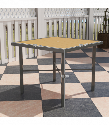Outsunny 90cm Square Outdoor Patio Garden Dining Table with Umbrella Hole