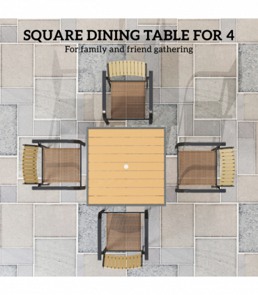 Outsunny 90cm Square Outdoor Patio Garden Dining Table with Umbrella Hole