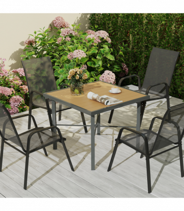 Outsunny 90cm Square Outdoor Patio Garden Dining Table with Umbrella Hole
