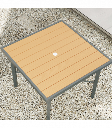 Outsunny 90cm Square Outdoor Patio Garden Dining Table with Umbrella Hole