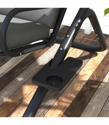 Outsunny Canopy Swing 2 Separate Relax Chairs w/ Handrails, Cup Holders Grey