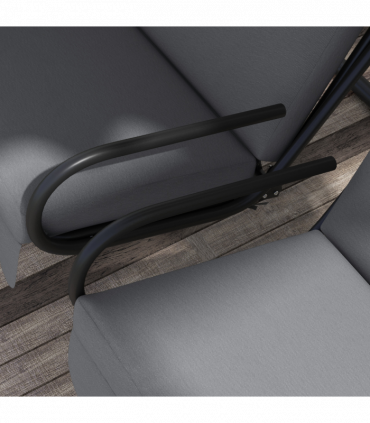 Outsunny Canopy Swing 2 Separate Relax Chairs w/ Handrails, Cup Holders Grey