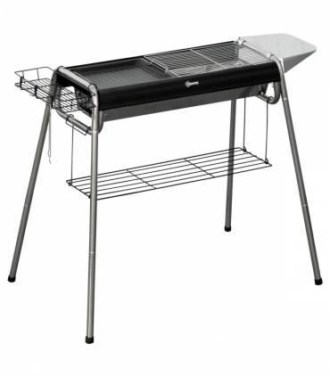 Outsunny Charcoal BBQ Grill with Griddle Plate, Black