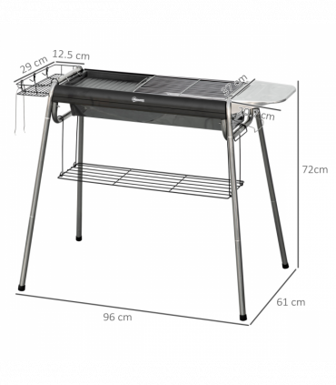 Outsunny Charcoal BBQ Grill with Griddle Plate, Black