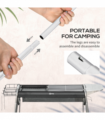 Outsunny Charcoal BBQ Grill with Griddle Plate, Black