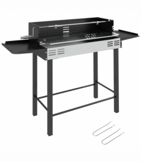 Outsunny Charcoal Spit Roasting Machine w/ 3-Tier Grill Grate & Foldable Shelves