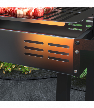 Outsunny Charcoal Spit Roasting Machine w/ 3-Tier Grill Grate & Foldable Shelves