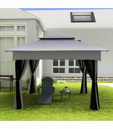 Outsunny Charcoal Spit Roasting Machine w/ 3-Tier Grill Grate & Foldable Shelves