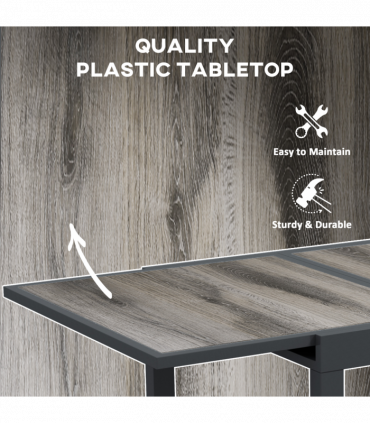 Outsunny Extendable Outdoor Dining Table Aluminium Rectangle Patio Table Grey