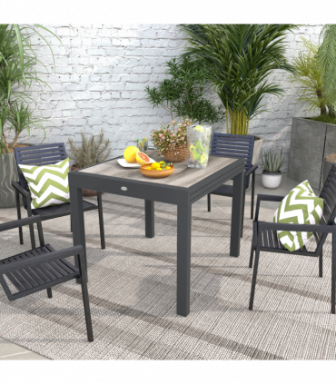 Outsunny Extendable Outdoor Dining Table Aluminium Rectangle Patio Table Grey