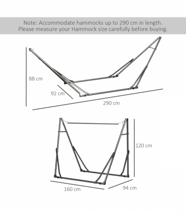 Outsunny Foldable Hammock Stand, 2 in 1 Hammock Net Stand & Clothes Drying Rack