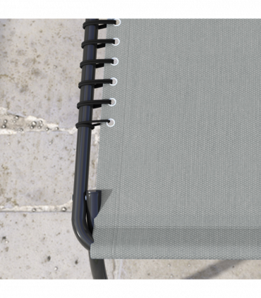 Outsunny Folding Beach Chair Chaise Lounge 4 Adjustable Positions, Light Grey