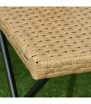 Outsunny Folding Square Rattan Coffee Table, Steel Frame Bistro Garden Natural