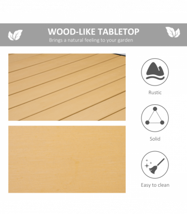 Outsunny Garden Dining Table for 8, Aluminium Frame for Patio, Natural