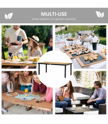 Outsunny Garden Dining Table for 8, Aluminium Frame for Patio, Natural