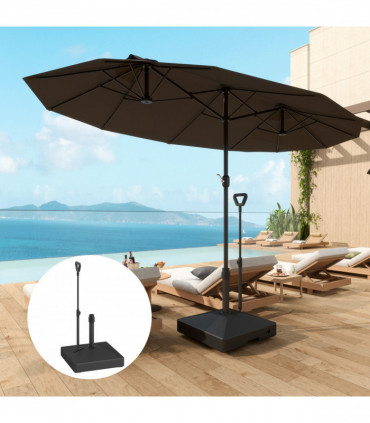 Outsunny Garden Parasol Base Parasol Stand, Sand/Water Filled, Black