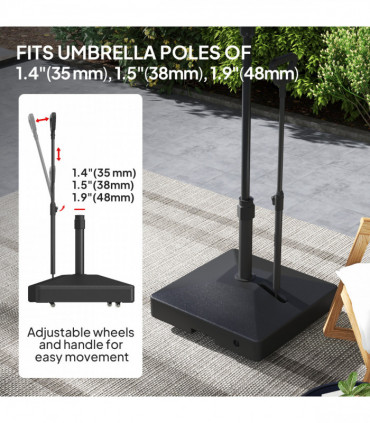 Outsunny Garden Parasol Base Parasol Stand, Sand/Water Filled, Black