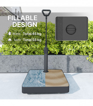 Outsunny Garden Parasol Base Parasol Stand, Sand/Water Filled, Black