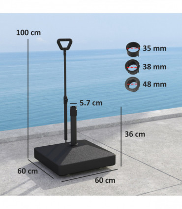 Outsunny Garden Parasol Base Parasol Stand, Sand/Water Filled, Black