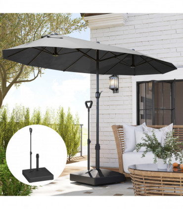 Outsunny Garden Parasol Base Parasol Stand, Sand/Water Filled, Black
