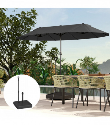 Outsunny Garden Parasol Base Parasol Stand, Sand/Water Filled, Black