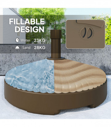 Outsunny Garden Parasol Base, 28kg Sand Filled, 23kg Water Filled, Brown