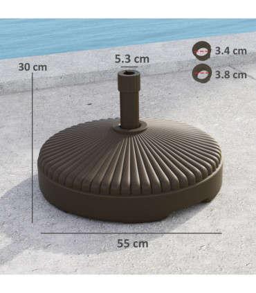 Outsunny Garden Parasol Base, 28kg Sand Filled, 23kg Water Filled, Brown