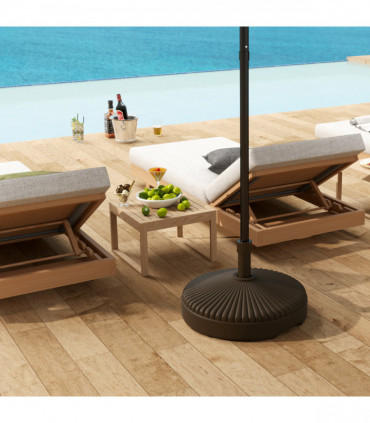 Outsunny Garden Parasol Base, 28kg Sand Filled, 23kg Water Filled, Brown