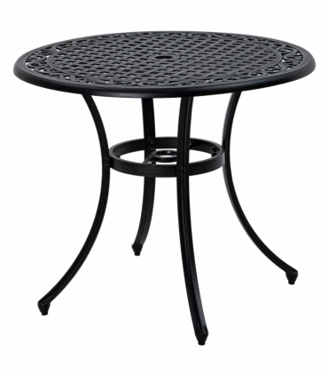 Outsunny Garden Table with Parasol Hole for 2-4, Cast Aluminium Frame - Black