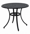 Outsunny Garden Table with Parasol Hole for 2-4, Cast Aluminium Frame - Black