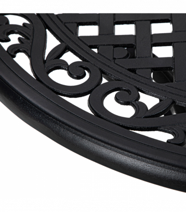 Outsunny Garden Table with Parasol Hole for 2-4, Cast Aluminium Frame - Black