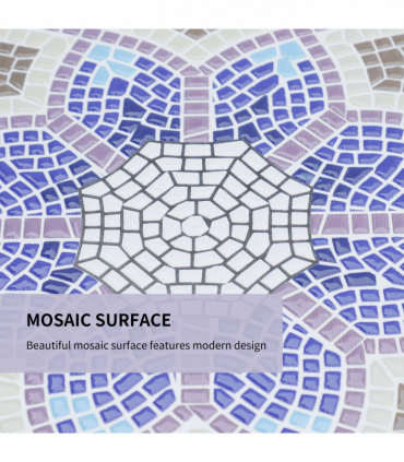 Outsunny Garden Table, Mosaic Round Patio Side Table with 60cm Ceramic Top