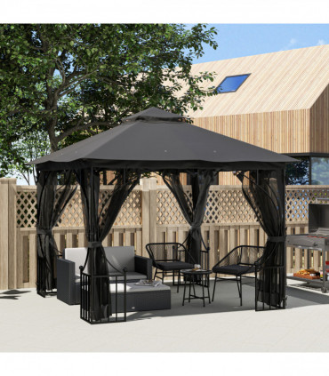 Outsunny Gazebo Party Tent Canopy Sun Shade for Patio Garden 3x3(m)