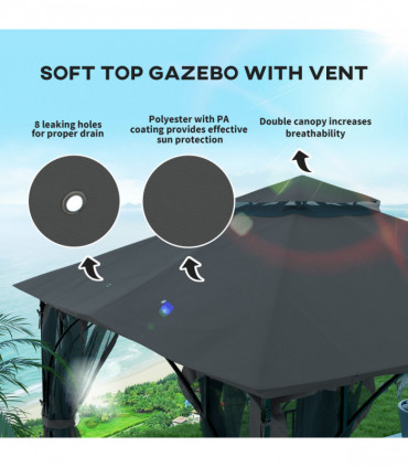 Outsunny Gazebo Party Tent Canopy Sun Shade for Patio Garden 3x3(m)