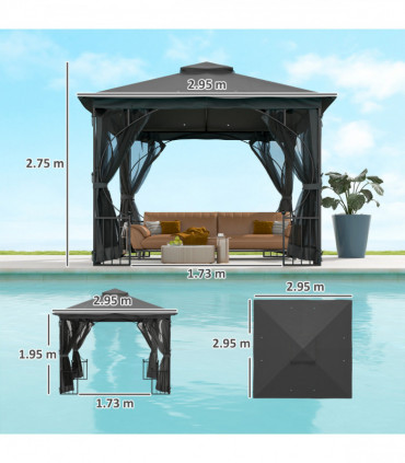 Outsunny Gazebo Party Tent Canopy Sun Shade for Patio Garden 3x3(m)