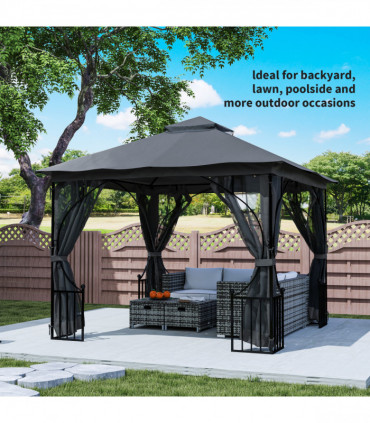 Outsunny Gazebo Party Tent Canopy Sun Shade for Patio Garden 3x3(m)