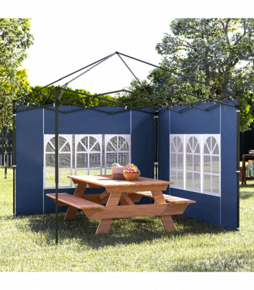 Outsunny Gazebo Side Panels for 3x3(m) or 3x6m Gazebo Canopy, 2 Pack, Blue