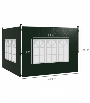 Outsunny Gazebo Side Panels for 3x3(m) or 3x6m Gazebo Canopy, 2 Pack, Green