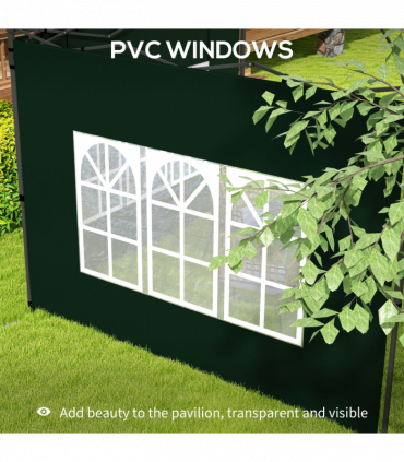 Outsunny Gazebo Side Panels for 3x3(m) or 3x6m Gazebo Canopy, 2 Pack, Green