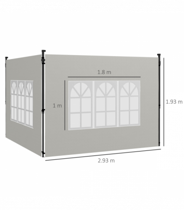 Outsunny Gazebo Side Panels for 3x3(m) or 3x6m Gazebo Canopy, 2 Pack, White
