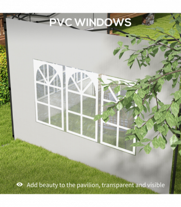 Outsunny Gazebo Side Panels for 3x3(m) or 3x6m Gazebo Canopy, 2 Pack, White
