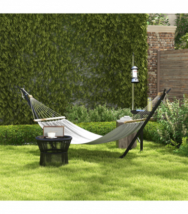 Outsunny Hammock Stand with Side Tray, Steel Frame Hammock Stand, Black