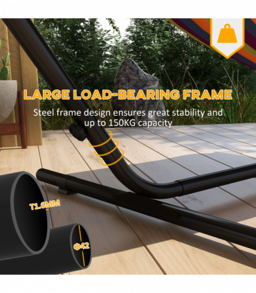 Outsunny Hammock Stand with Side Tray, Steel Frame Hammock Stand, Black