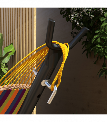 Outsunny Hammock Stand with Side Tray, Steel Frame Hammock Stand, Black