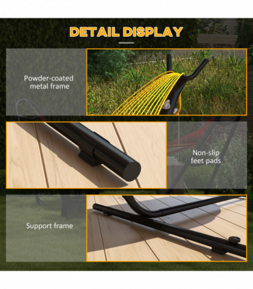 Outsunny Hammock Stand with Side Tray, Steel Frame Hammock Stand, Black