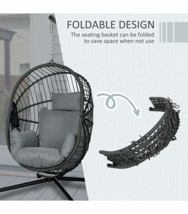Outsunny Hanging Swing Chair w/ Thick Cushion, Patio Hanging Chair, Grey