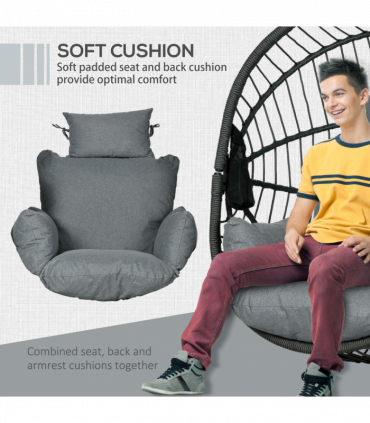 Outsunny Hanging Swing Chair w/ Thick Cushion, Patio Hanging Chair, Grey