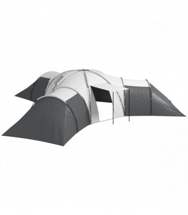 Outsunny Large Tunnel Tent with 3 Bedroom, Living Area and Porch, Grey