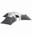 Outsunny Large Tunnel Tent with 3 Bedroom, Living Area and Porch, Grey